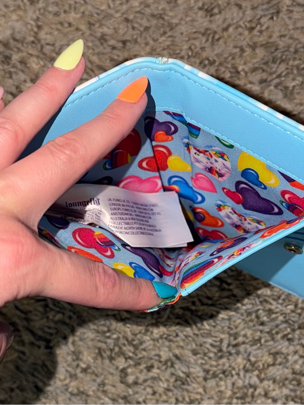 Loungefly Pink and Blue Rainbow Hearts Wallet - Picture 4 of 5